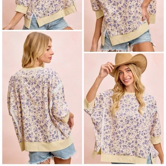 Bibi Floral pullover NWT - Picture 2 of 2